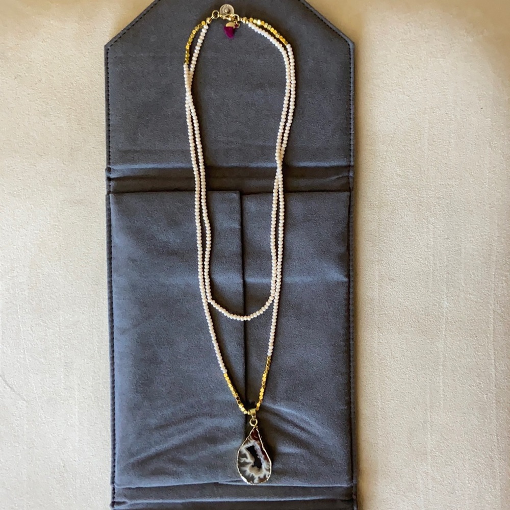 Beaded geode necklace